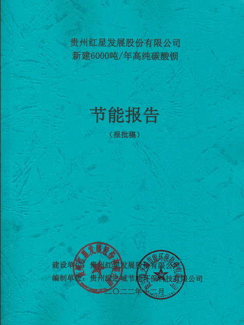 贵州红星发展股份有限公司新建6000吨/年高纯碳酸钡项目节能报告